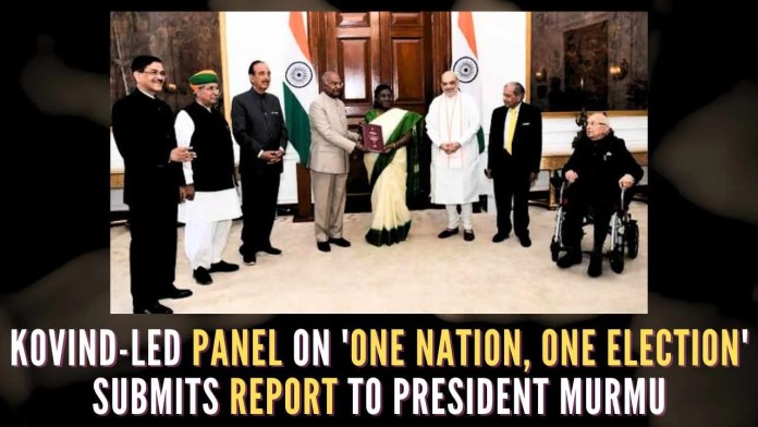 Kovind-led panel on 'one nation, one election' submits report to President Murmu The report has been prepared after extensive consultations from various stakeholders, former election commissioners and constitutional experts