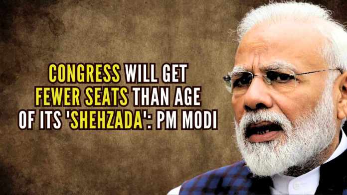 Congress will get fewer seats than age of its 'shehzada' PM Modi PM Modi claimed that Congress and its other constituents are making disjointed statements sensing defeat