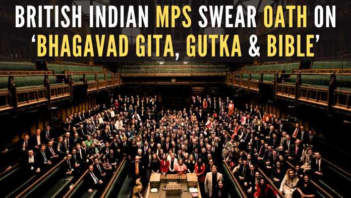 British Indian MPs swear oath on ‘Bhagavad Gita, Gutka & Bible All elected MPs, including 29 of Indian heritage, have been queuing up in the Commons chamber since Tuesday to complete this protocol before officially taking their seats in Parliament