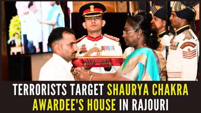 Terrorists target Shaurya Chakra awardee's house in Rajouri The joint team of security forces cordoned off the entire area, and intense firing was going on in the area