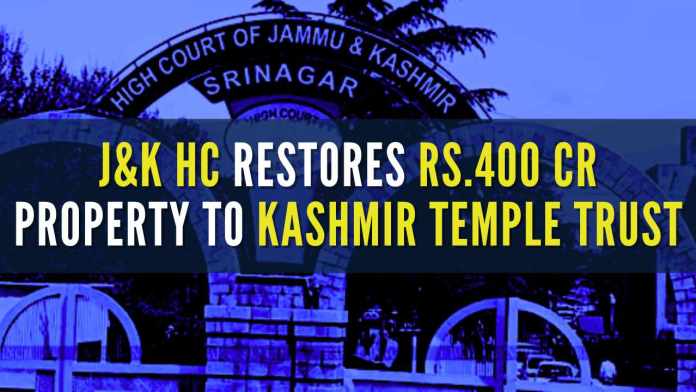 JKHC restores Rs.400 cr property to Raghu Nath Ji temple Srinagar HC ordered immediate govt takeover of temple property unlawfully occupied by senior advocate and former J&K Bar Association President, Mian Qayoom
