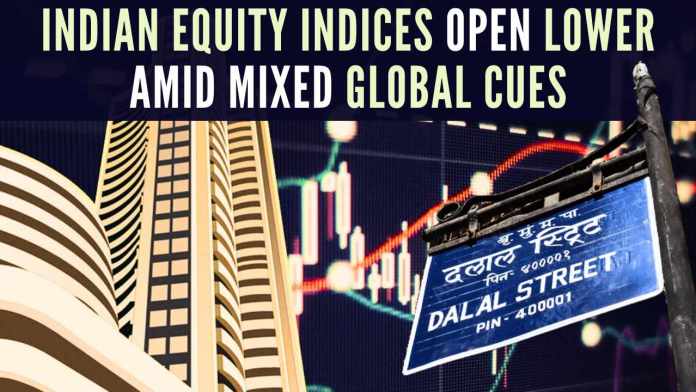 Indian Equity Indices Open Lower Amid Mixed Global Cues Nifty midcap 100 index is down by 330 points while Nifty smallcap 100 index decreased by 33 points