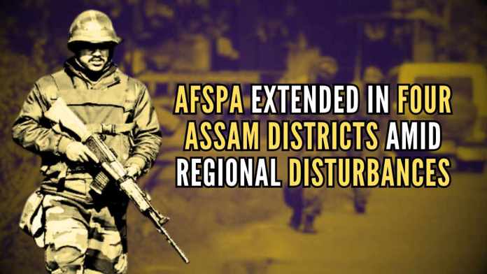 AFSPA extended in four Assam districts amid regional disturbances Assam govt highlighted that disturbances in Bangladesh could adversely affect the internal security landscape