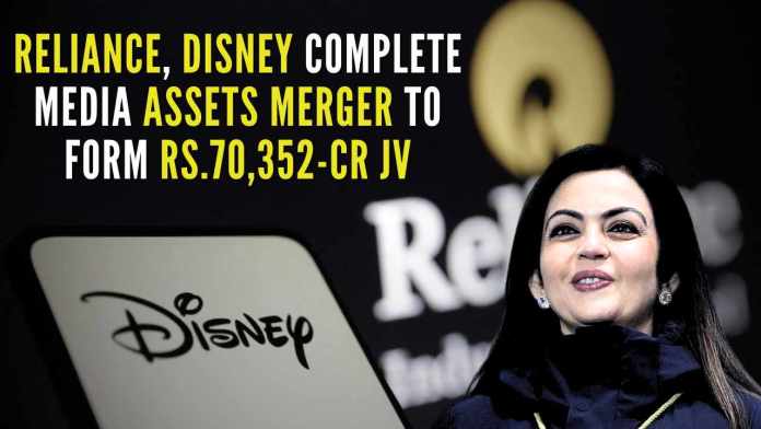 Reliance, Disney Complete Media Assets Merger To Form Rs.70,352-CR JV The JV will be one of the largest Media & Entertainment companies in India with pro forma combined revenue of approximately Rs.26,000 cr