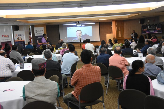 CoHNA President Nikunj Trivedi addressing via Zoom