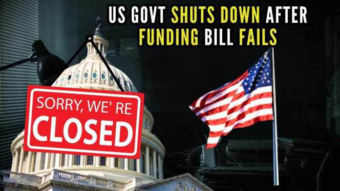 US Govt Shuts Down After Funding Bill Fails The shutdown means hundreds of thousands of federal employees will be affected