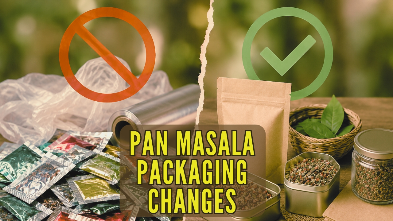 FSSAI’s new pan masala packaging rules prohibit plastic and aluminium foil, requiring manufacturers to adopt permitted plastic-free alternatives
