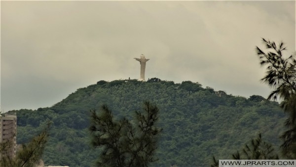 View of the Christ statue from the center of Vung Tau, Vietnam
