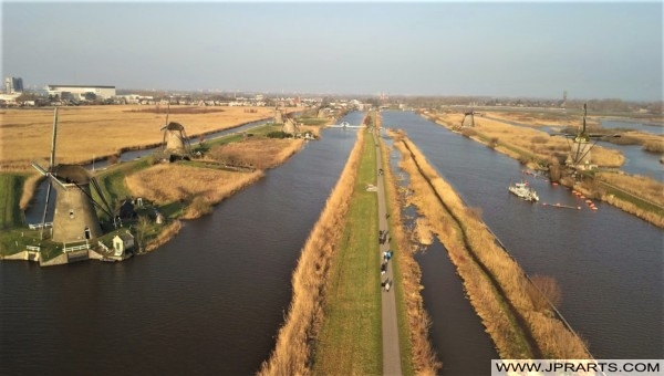 Aerial View of the Windmills of Kinderdijk in The Netherlands