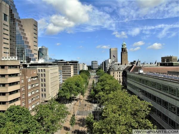 Aerial View of the Coolsingel in Rotterdam, Netherlands