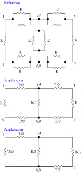 Equivalent Resistance Of A Cube Of Resistors Physics Forums