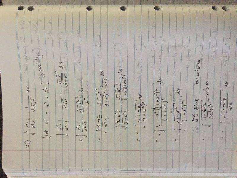 Integral of (1-x^2)/(1+x^2)*(1/(1+x^4)^(1/2))dx | Physics Forums