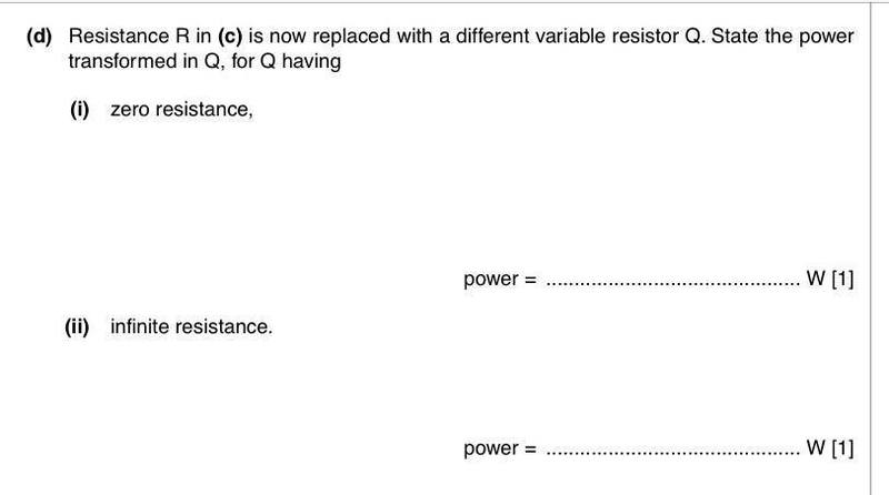 Power Transformed When Resistance Is Zero And Infinite