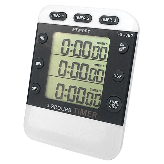 Square 3-way kitchen timer countdown food cooking stopwatch home