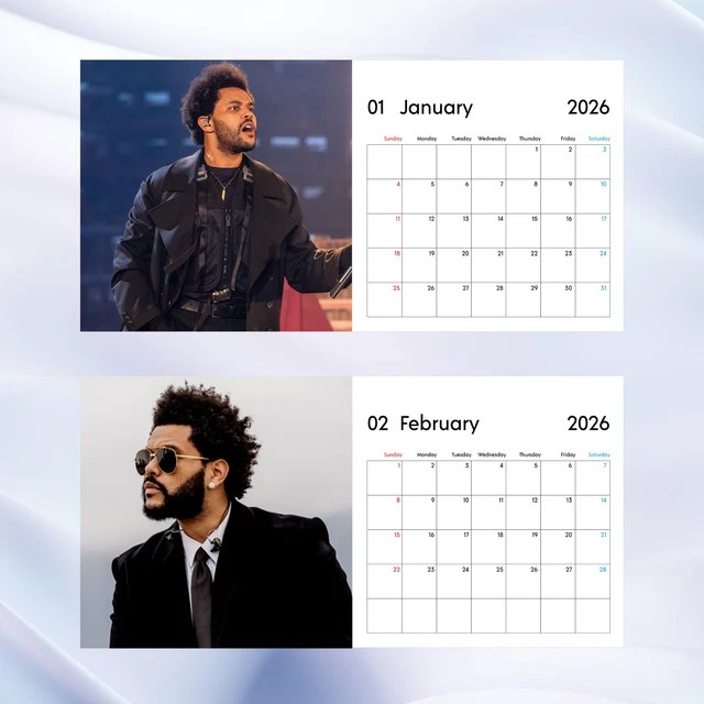 THE WEEKND 2026 Calendar R B Music Star Concert Stage Art The Weeknd 2026 Calendar RB Music Star