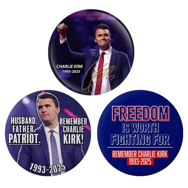 Remembering charlie kirk memorial button & brooch pin eur 2,78