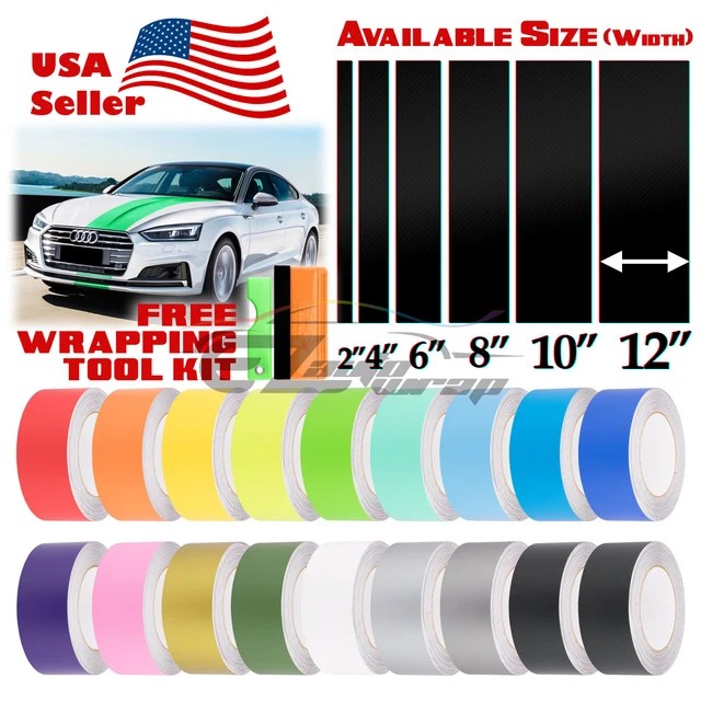 Matte color racing stripes vinyl wrap decals for audi a5 stripe 10ft