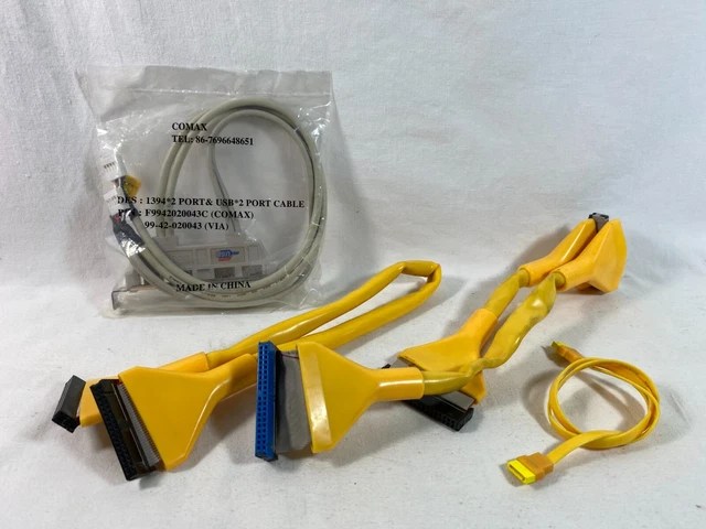 Yellow retro atx case cable floppy & rounded ide/sata cable + usb