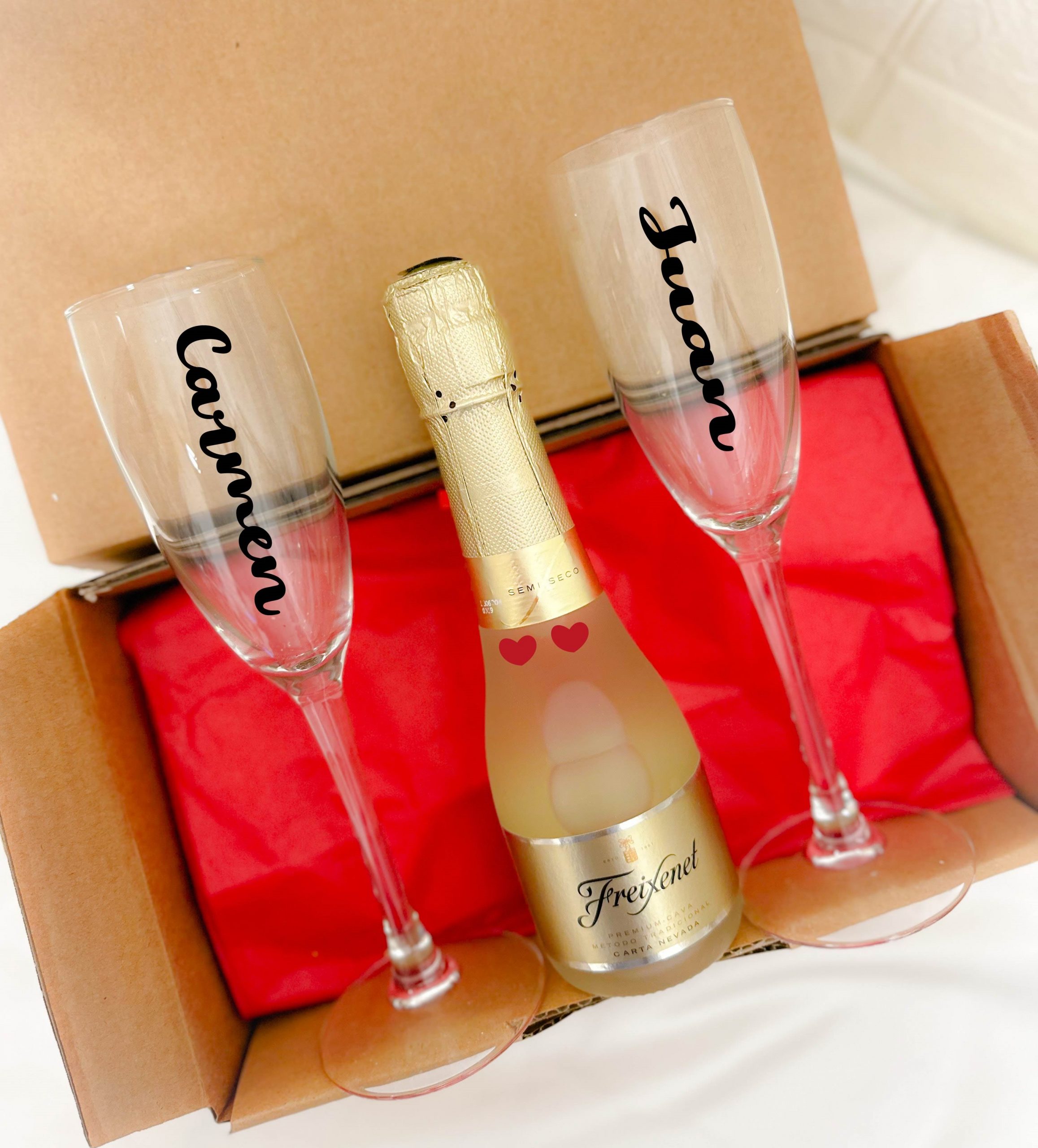 Kit copas de cava personalizadas San Valentín