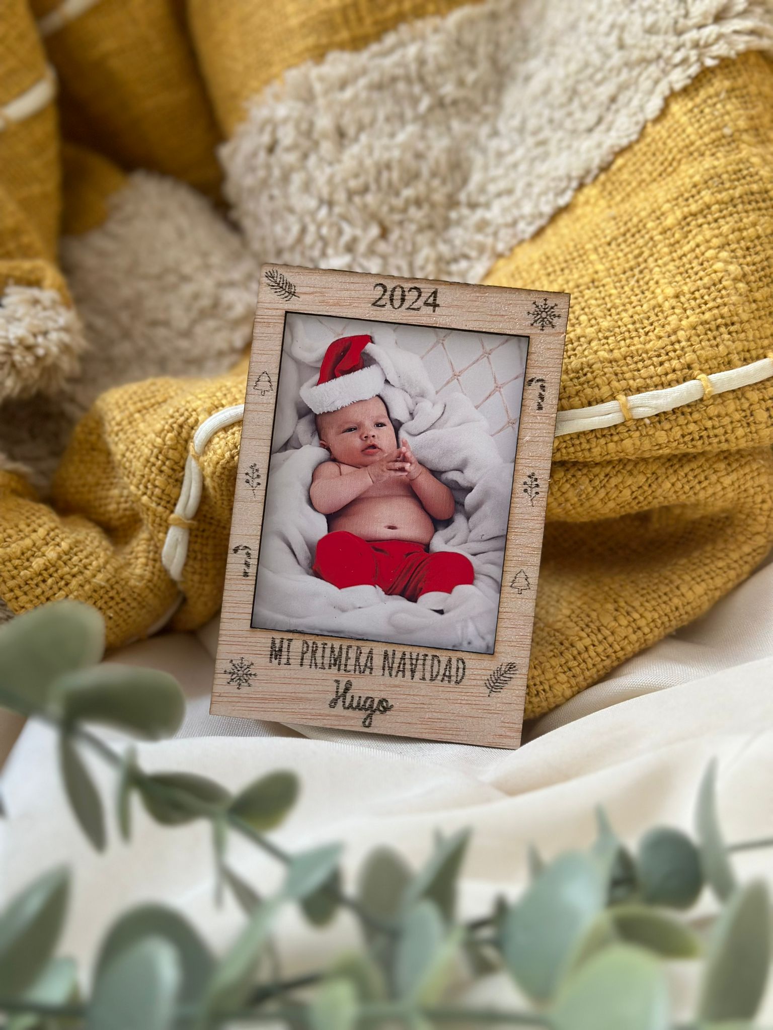 marco de foto madera Mi primera Navidad personalizado