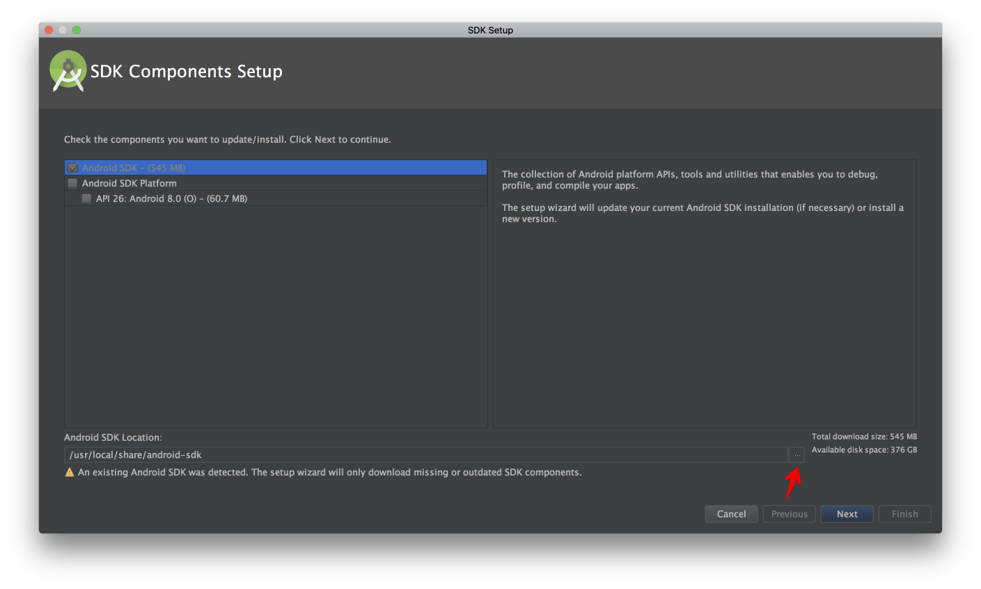 Find android sdk path mac
