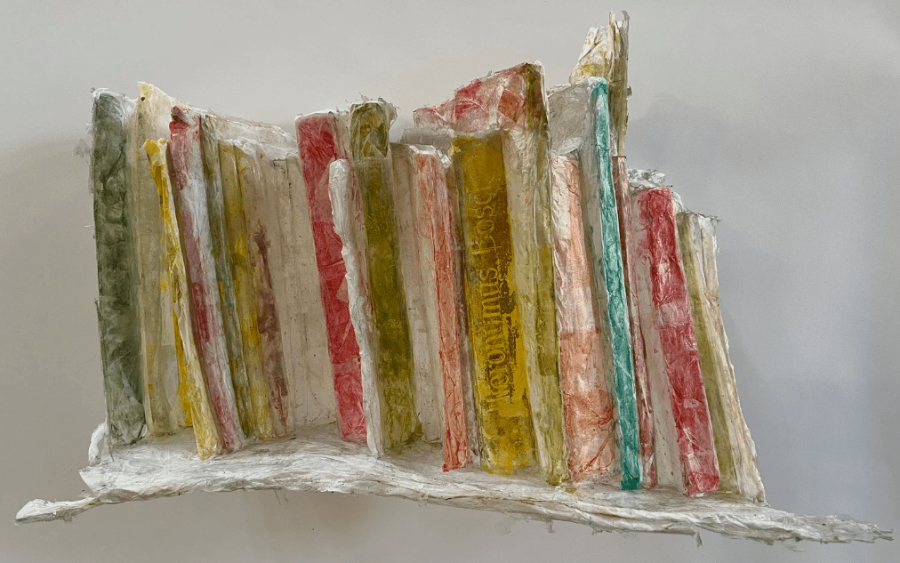 Jude Tallichet - "Library, Second Edition," 2025, Paper and pigment, 18 (H) 34 (W) x 12 (D) inches