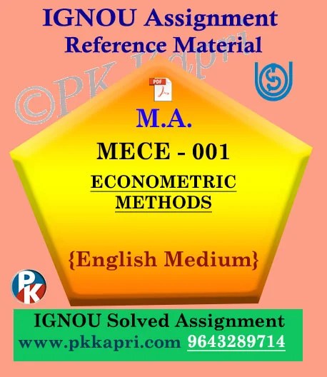 Ignou Solved Assignment- MA |MECE-001: ECONOMETRIC METHODS in English Medium