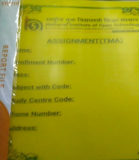 Nios Tma Hard Copy Files 10th & 12th at home