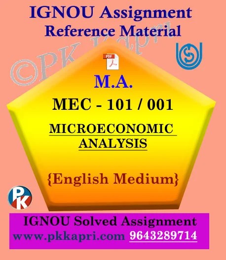 Ignou Solved Assignment- MA |MEC-101/001 MICROECONOMIC ANALYSIS English Medium
