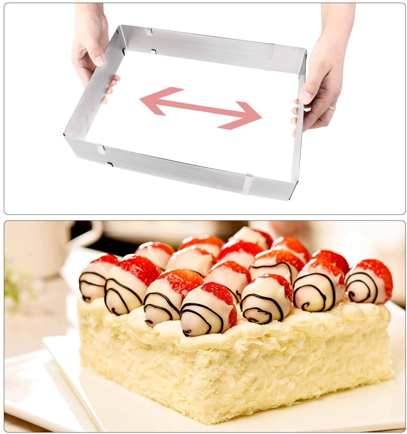 Et des parts de wedding cake de 2,5 x 5,1 cm (1 x 2 in.). Expandable Rectangular Pastry Frame Planete Gateau