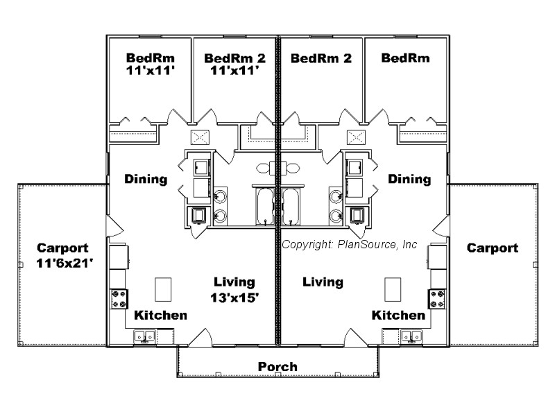 While other building materials generate greenhouse gasses, western red cedar actually removes greenhouse gasses from the atmosphere. Duplex plan J748-CP | PlanSource, Inc