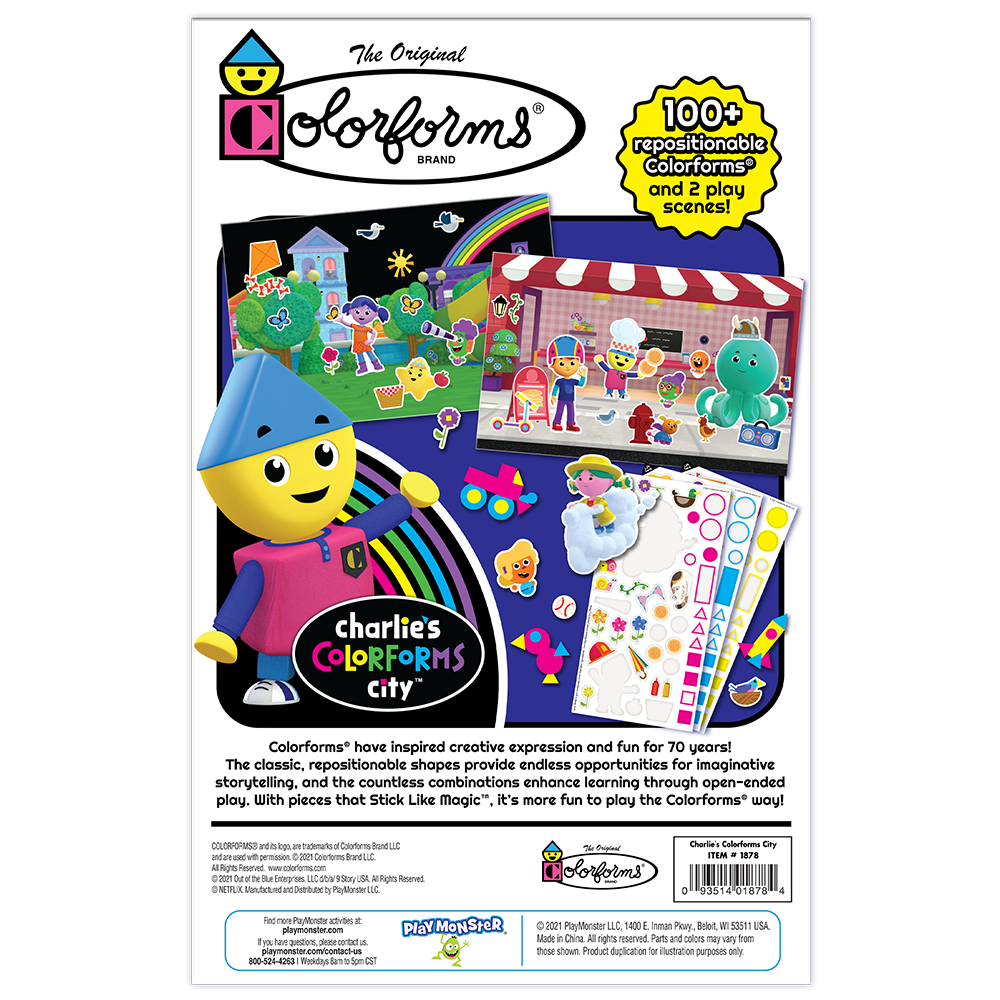 1878 Colorforms Charlie Play Set Pkg Back
