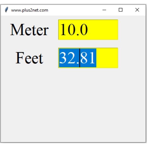 Converting feet to meter and vice versa using on focus out event of