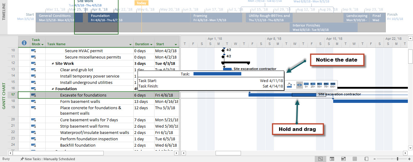 How To Split Tasks in Microsoft Project 2016