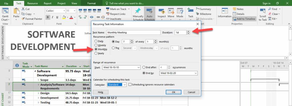 Microsoft Project Task Duration Microsoft Project 2016 | How To Create a Recurring Task
