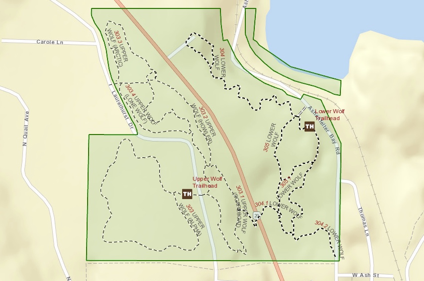 Map of Wolf Trail System in Newport, Washington