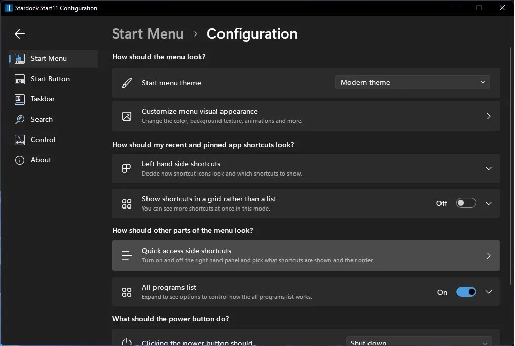 Start11 - Settings