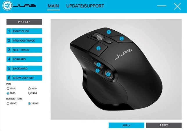 JLab Epic Wireless USB & Bluetooth Mouse - Customization - JLab Work App