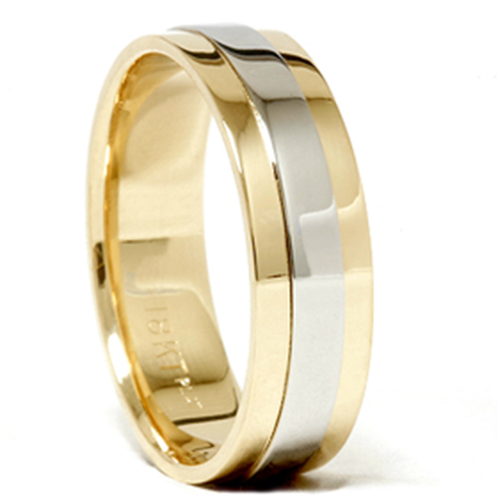 Mens 950 platinum & 18k gold two tone wedding band new