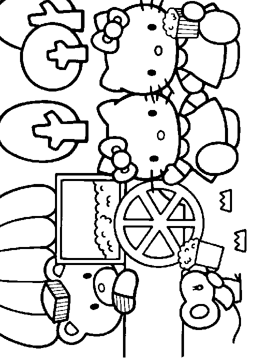 printable hello kitty and friends coloring sheet