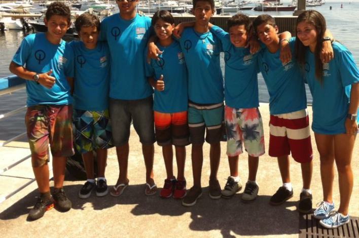 Joshua Tavares, Luiz Fernando Godinho, o técnico Ronyon Silva, Luan Pegoraro, Diogo Zabeu, Gustavo dos Santos, Matheus Oliveira e Anna Julia. (Foto: Ronilan Rodrigues/PMI)