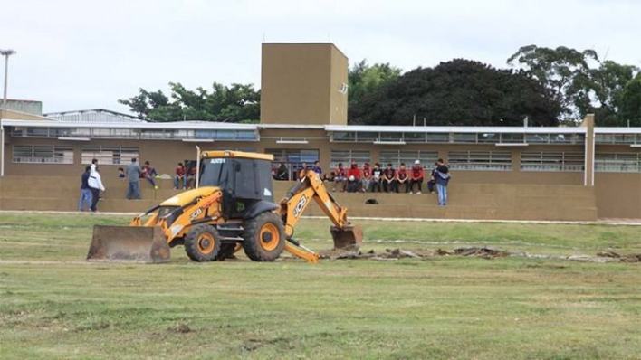 As obras começaram na manhã de quarta-feira, dia 6, no Poliesportivo do Campo dos Alemães (Rua Walter Dellu), na região sul da cidade. (Foto: Beto Faria/PMSJC)