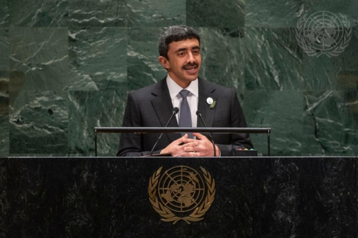 O vice-primeiro-ministro e ministro das Relações Exteriores dos Emirados Árabes Unidos (EAU), Abdullah bin Zayed Al Nahyan