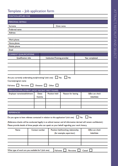 employment application form templates poster template