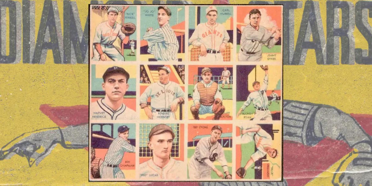 An Uncut Sheet of National Chicle Diamond Stars (Cards 37-48