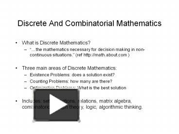 Ppt Discrete And Combinatorial Mathematics Powerpoint