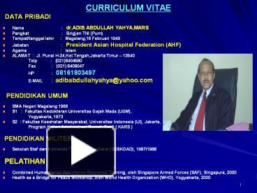 Ppt biodata diri powerpoint presentation id376185. Ppt Curriculum Vitae Powerpoint Presentation Free To Download Id 3c3190 Zgixn