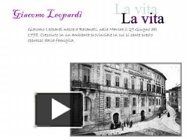 Ppt – Giacomo Leopardi Powerpoint Presentation | Free To Download - Id: 595E86-Nzkzn 276_x_368_jpg