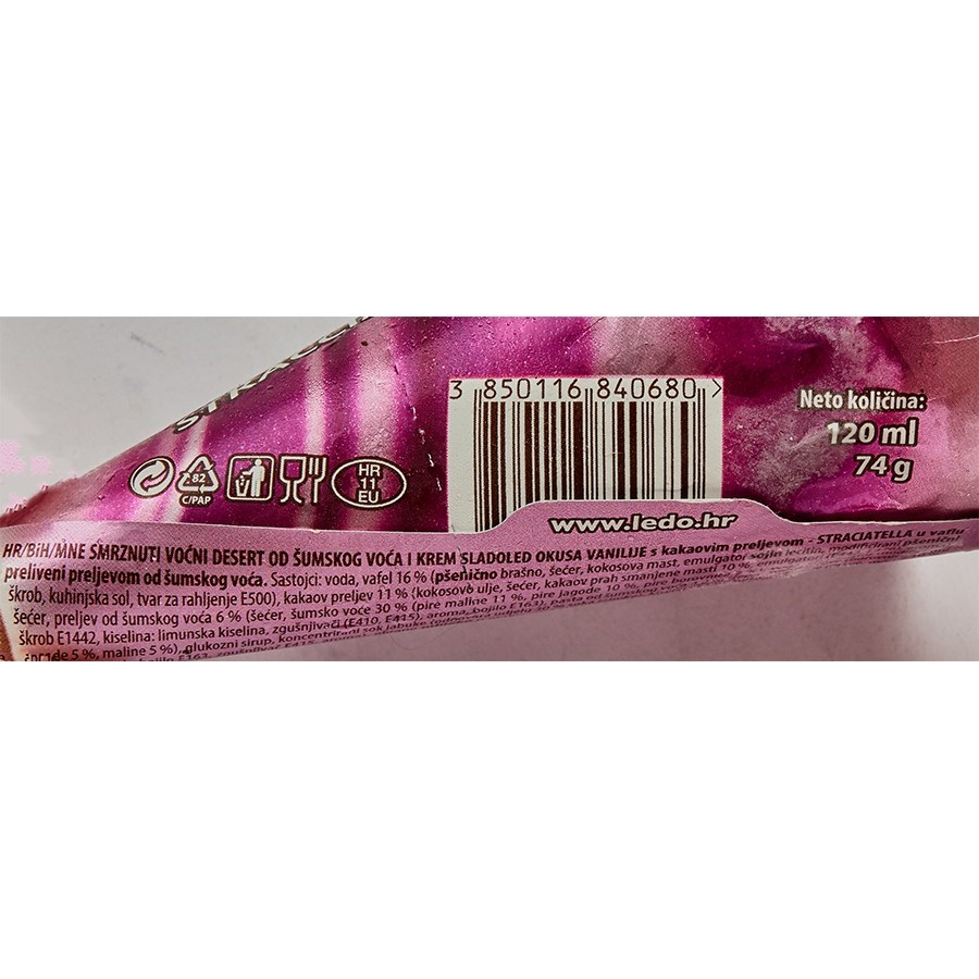 Sladoled Kornet Stracciatella Sumsko Voce 120ml Ledo Ppk Bjelovar