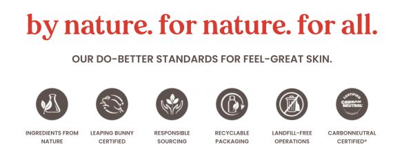 Burt's Bees uses icons to convey sustainability. List of sustainable and cruelty free icons on a website's home page.